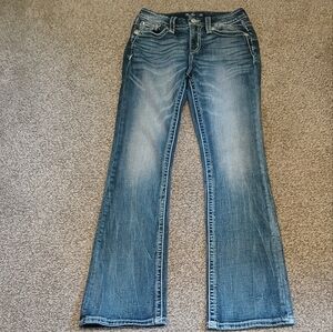 Miss Me Mid-Rise Embellished Y2K Curvy Bootcut Denim Jeans Women's Size 25
